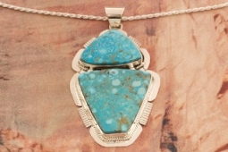 Day 2 Deal - Genuine Kingman Water Web Sterling Silver Navajo Pendant